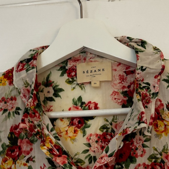 Sezane Multicolor Floral Ruffle Blouse - Picture 3 of 5